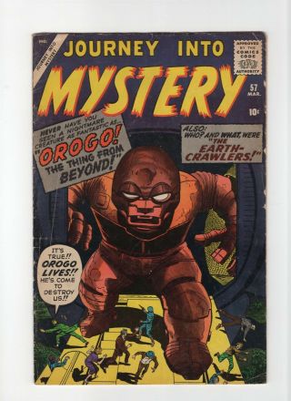 Journey Into Mystery 57 Vintage Marvel Atlas Comic Pre - Hero Horror Gold 10c