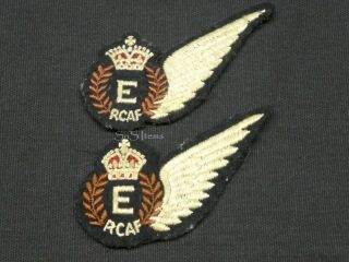 2 X Vintage Wwii - Era Royal Canadian Air Force Rcaf Engineer Brevet Wing Patches
