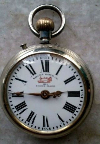 Singer Watch Co No.  1 Winding Pocket Watch Porcelain Dial Vintage