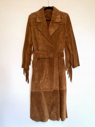 Rare Burberry Prorsum Women’s Runway Fringed Suede Trench Coat,  Sz.  S,  AUTHENTIC 2
