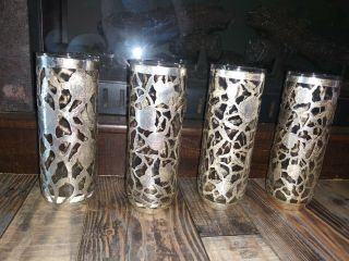 Vintage Mexican Silver Overlay Glasses