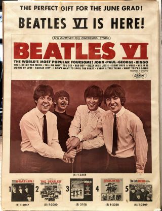 The Beatles - Beatles Vi Is Here - 1965 - Rare Album Release Promotional Poster