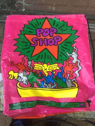 Vintage Keith Haring 1985 “pop Shop” Plastic Tote Bag Nyc Authentic