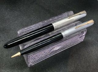 Vintage Parker 51 Fountain Pen And Pencil Set - Vacumatic In Black And Sterling