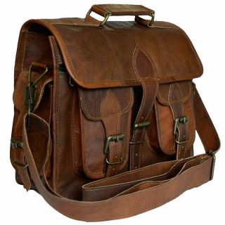 Mens Vintage Brown Leather Messenger Bag Shoulder Laptop Briefcase