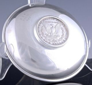 GREAT AMERICAN STERLING SILVER CANDY DISH BOWL w INSET 1881 MORGAN SILVER DOLLAR 2