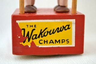 Vtg 1940s 50s Wakouwa Champs Push Bottom Puppet Boxers Wooden Collapse Toy 2