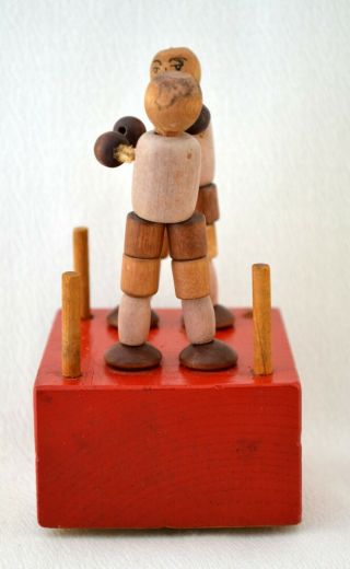 Vtg 1940s 50s Wakouwa Champs Push Bottom Puppet Boxers Wooden Collapse Toy 4