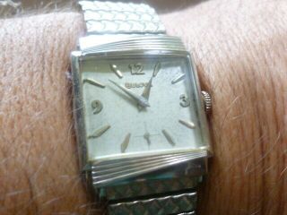 Vintage Bulova 21 Jewel Watch 10k White Gold Filled Rare Bezel Running