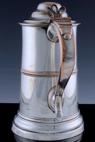 FINE c1780 GEORGIAN SILVER SHEFFIELD PLATE LIDDED ALE TANKARD CUP STEIN MUG 1 4