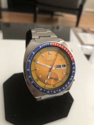 Vintage Seiko 6139 - 6002 Automatic Chronograph Mens Watch Pepsi Yellow