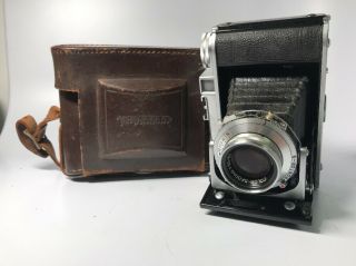 Vintage Voigtlander Perkeo Ii Film Camera Color Skoppar 1:3.  5/80 Lens W/ Case