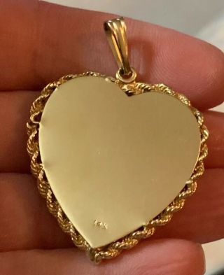 Estate Vintage 14k Gold PEARL & DIAMOND Heart Shape Charm Pendant 18.  5 Grams 2