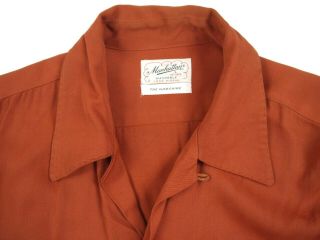 Vintage 50s Manhattan Loop Collar Shirt Gabardine Selvedge Flap Pockets Mens L