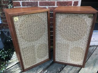 Pair Acoustic Research Ar - 2a Speakers Vintage 1960s Walnut Rare