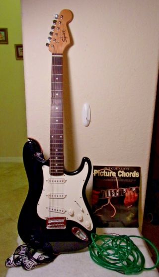 Vintage Fender Bullet Black White Electric Guitar Model Sq Series Bk