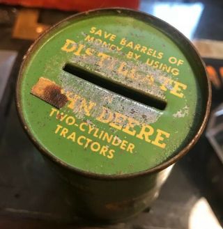 Vintage John Deere Centennial Coin Bank 1937 Tin Tractor 2 Cylinder Distillate 5