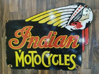 Indian Motocycles Vintage Porcelain Sign 24 X 18 Inches