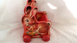 Fisher Price Vintage Rabbit Cart From " 1950 " - 52 - All Wood - & 69 Years Old