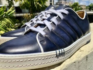 Men’s Berluti Playfield Hand - Crafted Navy Blue/white Sneakers Uk11 Us11.  5 Rare