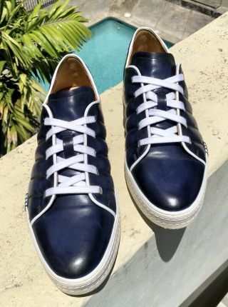 Men’s Berluti Playfield Hand - Crafted Navy Blue/white Sneakers Uk11 US11.  5 Rare 4