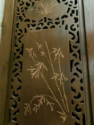 Vintage hand sculpted,  solid wood Asian room divider/screen, 5