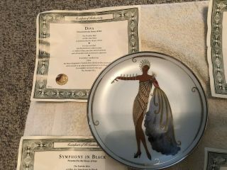 Set of 6 Vintage House of Erte Franklin Art Deco Decorative Plates w/COA 3