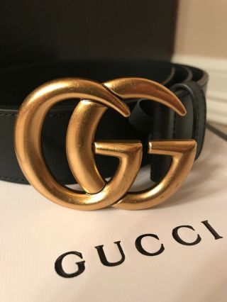 Authentic gucci black leather belt with double G buckle. 2