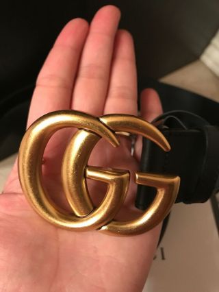 Authentic gucci black leather belt with double G buckle. 4