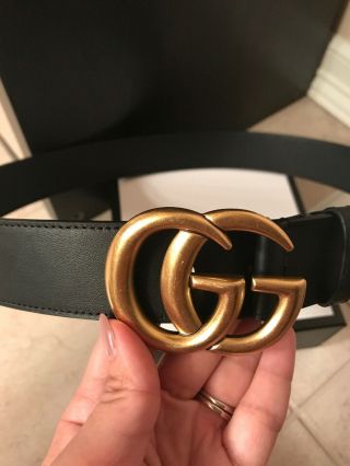 Authentic gucci black leather belt with double G buckle. 6