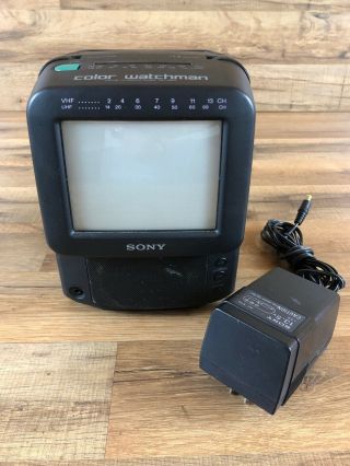 Vtg Sony Color Walkman 5 " Tv Fdt - 5bx5 With Power Adapter Portable Gaming