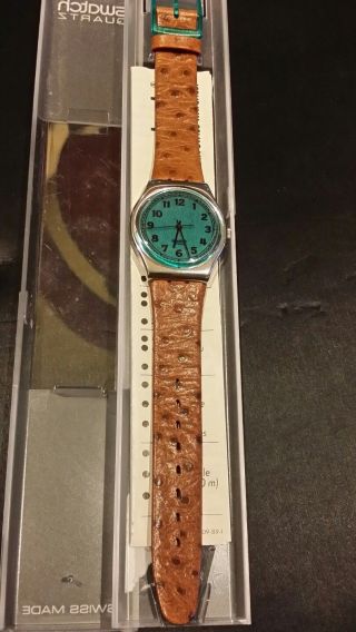Vintage Swatch Watch - Boxed Greenie Gx110 Gx110 1989 Vintage