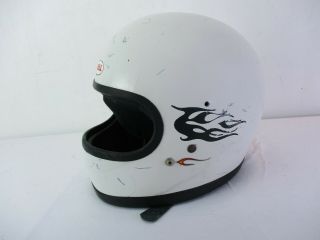 Vintage 1975 White Bell Star Ii Motorcycle Helmet Racing Rider Size 6 7/8