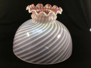 Vintage Fenton Cranberry Opalescent Spiral Optic Ruffled Top Lamp Shade - W@w