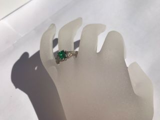 VINTAGE 2.  2 CTW NATURAL COLOMBIAN EMERALD & DIAMOND PLATINUM & 18K GOLD RING 3