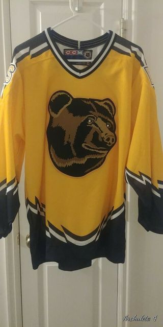 Vintage 90s Nhl Ccm Boston Bruins Hockey Jersey Mens L Pooh Bear 1999 Blank