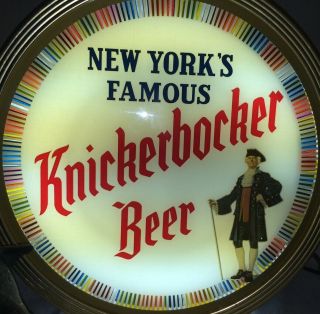 Awesome 1940s Vintage Knickerbocker Beer Lighted Hanging Advertising Spinner 12
