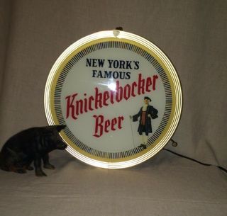 Awesome 1940s Vintage Knickerbocker Beer Lighted Hanging Advertising Spinner 2