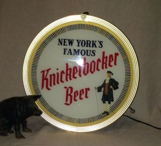 Awesome 1940s Vintage Knickerbocker Beer Lighted Hanging Advertising Spinner 5