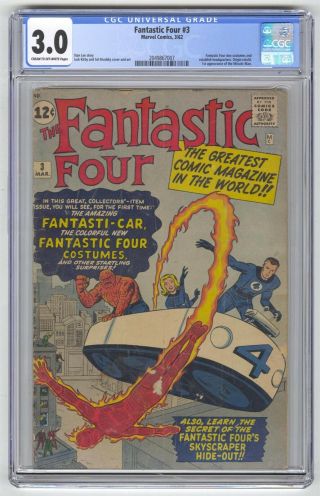 Fantastic Four 3 Cgc 3.  0 Vintage Marvel Comic Key 1st Costumed Ff,  Miracle Man