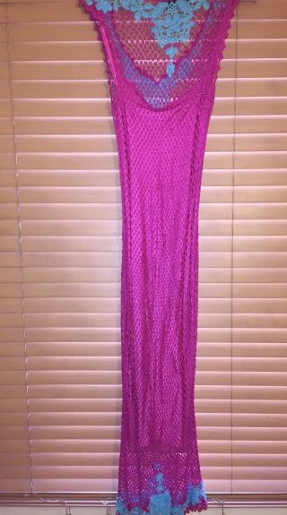 Karen Millen Pink Precious Vintage Crochet Floral Wiggle Dress Size 3 (size 14)