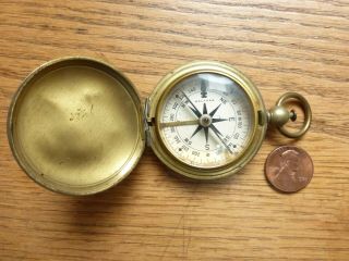 Vintage Antique Brass Wwii U.  S.  Waltham Compass Military
