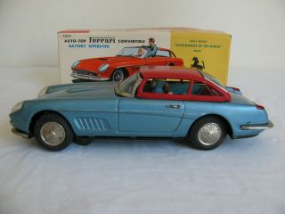 Vintage Bandai Japan Tin Litho Auto - Top Ferrari Convertible 4003 Part / Restore 2