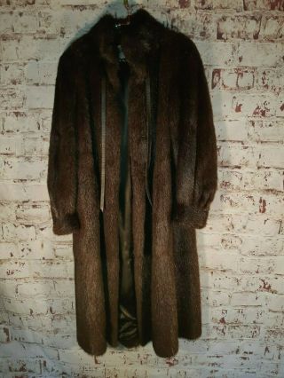 Vintage French Designer Ladies Real Fur Size Long Jacket Coat Womens Uk 8 10