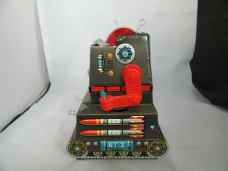 Vintage Rare 1960 ' s Robotank Z Nomura Japan Tin Litho Robot Toy w/ Orig.  Box 8