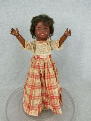 14 " Antique French Sfbj Black African American Doll W Jointed Body Orig Costume