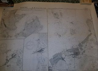 Wwii Rare Large Field Map Us Navy 32x48 Sakaide Ko And Approaches Restricted