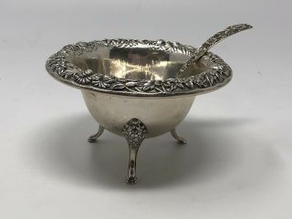 S Kirk & Son Sterling Repousse Footed Bowl & Spoon