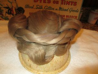 1930s ? Horse Hair Coronet Hardcap Mannequin Blonde Wig Vintage Antique Hard Cap