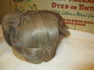 1930s ? Horse Hair Coronet HARDCAP MANNEQUIN Blonde WIG VINTAGE ANTIQUE HARD CAP 3